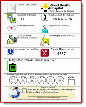 Healthcare / Patient Room status - info white board